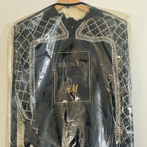 Balmain X H&M Beaded Crystals/Pearls Embellishment Silk Blouse - Picture 3 of 3